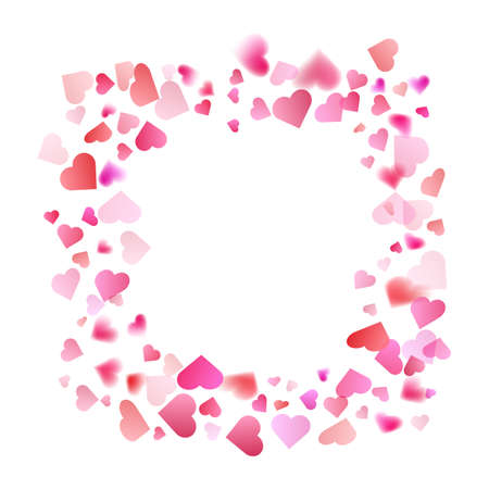 Pink particles heart shape. Valentines Day background of hearts falling. Element for greeting cards, vector formatのイラスト素材
