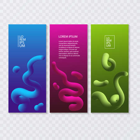 Abstract fluid shapes banner. Softly liquid shape flux, color splash gradient and colorful vertical bannersのイラスト素材