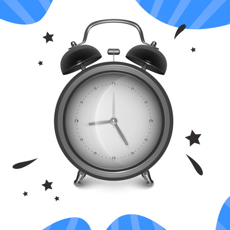 Black alarm clock Retro alarm clock, Vector illustrationのイラスト素材