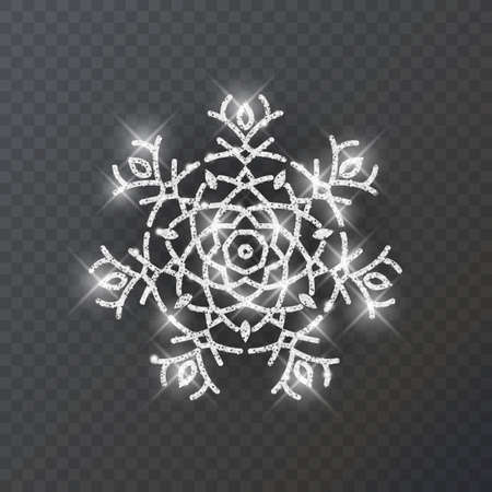 Snowflake Silver glitter Christmas Ornament on dark backgroundのイラスト素材