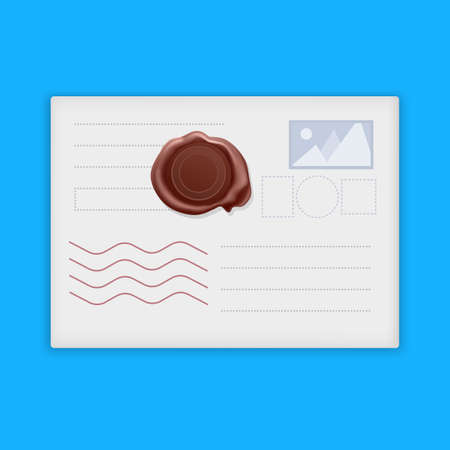 Realistic blank white letter paper C5 or C6 envelope front view, template closed