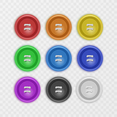 Collection of buttons for clothes, art and crafts in various bright colors. Fashion and needlework