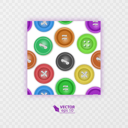 Seamless pattern with cute bright colorful buttons. Vivid palette, 3d volume effect, glossy game styleのイラスト素材