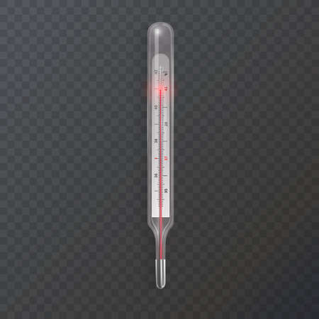 Traditional thermometer, Medical thermometer illustration in realistic style, vector formatのイラスト素材