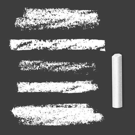 Chalk texture stripes design elements, Scribble hand drawn in chalk on black background, vector formatのイラスト素材