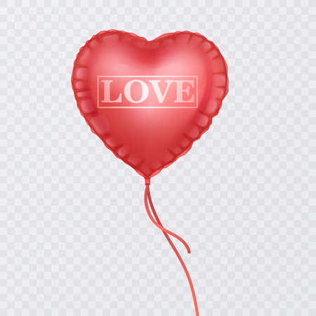 Valentine's day abstract background with red 3d balloon Heart shape. February 14, love. Romantic wedding greeting card, vector formatのイラスト素材