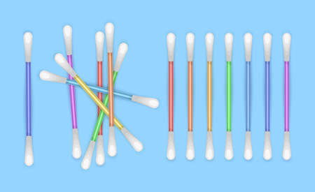 Cotton swabs are clean. Hygiene of the ears, illustration in cartoon Style, Vector formatのイラスト素材