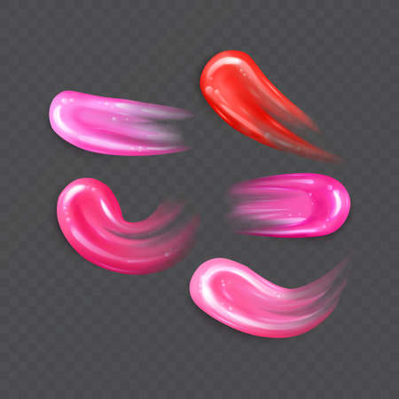 Smears of liquid lipstick, nail polish or paint set, vector formatのイラスト素材