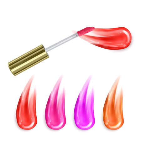 Oil or acrylic smear. Makeup fluid lipstick swatch, vector formatのイラスト素材
