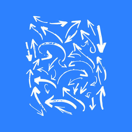 sketch arrows. Doodle black arrow direction line symbols. Scribble waypointersのイラスト素材