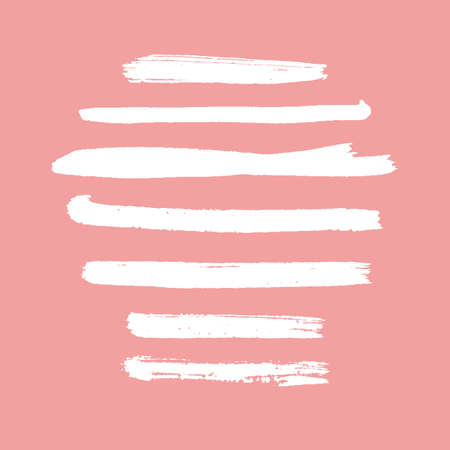 Ink brushstroke and paintbrush template with grunge splashes. Vector set of ink brush stroke. Dirty artistic design elements. Grunge splatter, dirt stainのイラスト素材