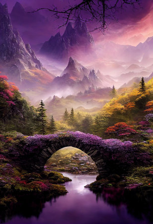 Beautiful landscape; 3d rendering illustration