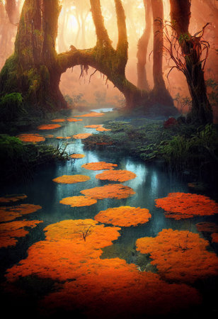 Beautiful landscape; 3d rendering illustrationの写真素材