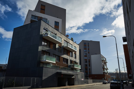 Prague, Czech Republic - January 22, 2021 - new flats near the Vltava river near the port of HoleÅ¡oviceのeditorial素材