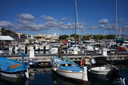 Antibes, France - July 28, 2019 - walk through the old port during the day in the middle of summerのeditorial素材