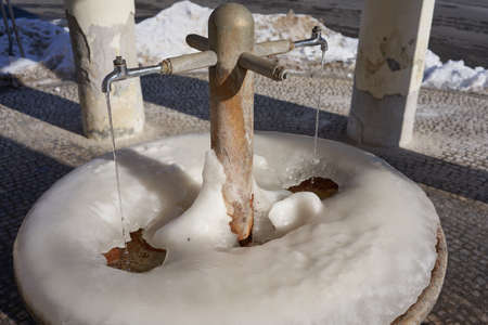 Podebrady, Czech Republic - February 14, 2021 - Rieger spring in the spa town of Podebrady in winterのeditorial素材