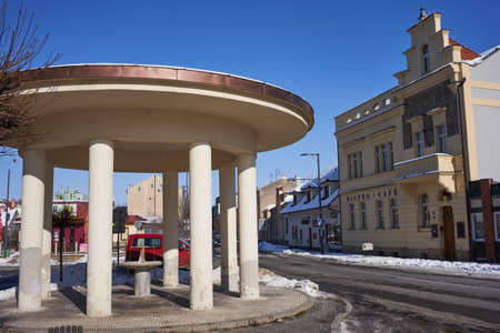 Podebrady, Czech Republic - February 14, 2021 - Rieger spring in the spa town of Podebrady in winterのeditorial素材