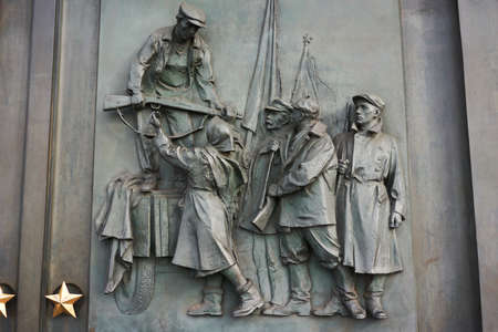 Prague, Czech Republic - February 15, 2020 - The National Monument in VÃ­tkov from the back in winter afternoonのeditorial素材