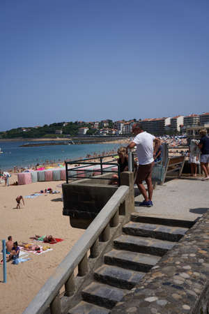Saint Jean de Luz, France - July 22, 2019 - Seaside promenade Jacques Thibaudのeditorial素材