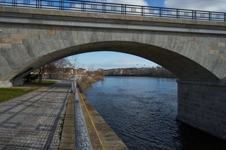 Prague, Czech Republic - January 22, 2021 - newly renovated Negrelli viaductの写真素材