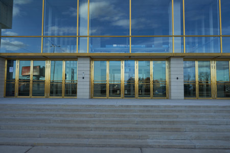 Prague, Czech Republic - January 22, 2021 - newly reconstructed functionalist building of the Electric Companies of the Capital City of Pragueのeditorial素材