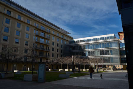 Prague, Czech Republic - January 22, 2021 - Newly built office buildings bring new life to a part of Prague called HoleÅ¡ovice on a sunny winter dayのeditorial素材