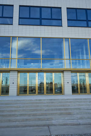 Prague, Czech Republic - January 22, 2021 - newly reconstructed functionalist building of the Electric Companies of the Capital City of Pragueのeditorial素材