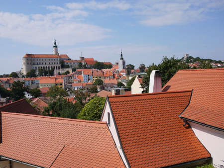 Mikulov, Czech Republic - August 19, 2016 - the view of the city from the Holy Hillのeditorial素材