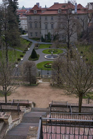 Prague, Czech Republic - April 23, 2021 - The Great FÃ¼rstenberg Garden in a sunny spring afternoon near Prague Castle.のeditorial素材