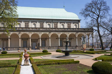 Prague, Czech Republic - April 23, 2021 - A beautiful Renaissance building in the Royal Gardens of the Prague Castle - The Queen Anneâs Summer Palaceのeditorial素材