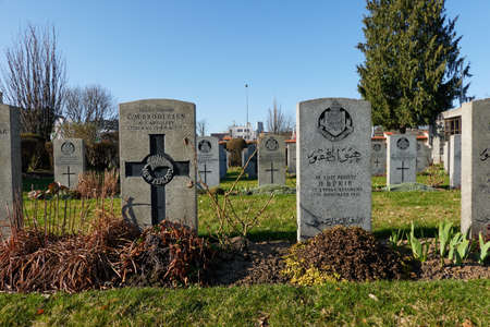 Prague, Czech Republic - March 30, 2021 - Prague War Cemetery  1939 - 1945. There are even some Commonwealth war graves here, mostly (though not exclusively) British POWs who died in captivity.のeditorial素材