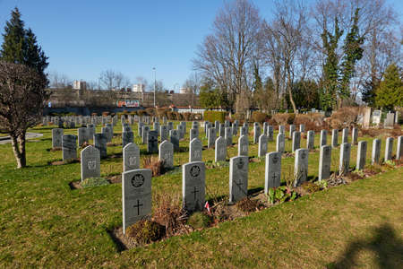Prague, Czech Republic - March 30, 2021 - Prague War Cemetery  1939 - 1945. There are even some Commonwealth war graves here, mostly (though not exclusively) British POWs who died in captivity.のeditorial素材