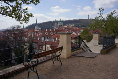Prague, Czech Republic - April 23, 2021 - view of Prague from the FÃ¼rstenberg Gardenのeditorial素材