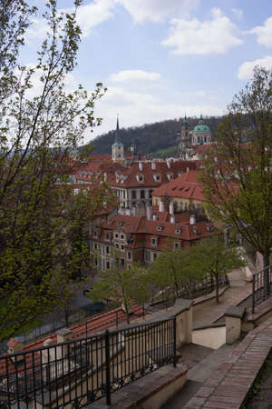 Prague, Czech Republic - April 23, 2021 - view of Prague from the FÃ¼rstenberg Gardenのeditorial素材
