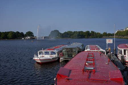Hamburg, Germany - July 17, 2021 - Binnenalster or Inner Alster Lake is one of two artificial lakes within the city limits of Hamburg in summer afternoonのeditorial素材