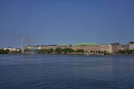 Hamburg, Germany - July 17, 2021 - Binnenalster or Inner Alster Lake is one of two artificial lakes within the city limits of Hamburg in summer afternoonのeditorial素材