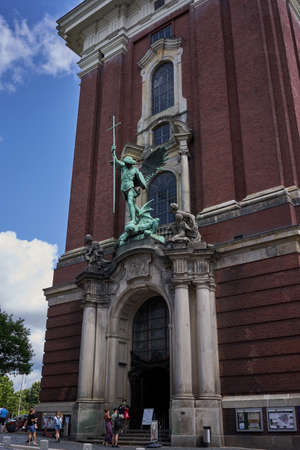 Hamburg, Germany - July 18, 2021 - exterior of St. Michael's Church - one of Hamburg's five Lutheran main churches in the sunny afternoonの写真素材