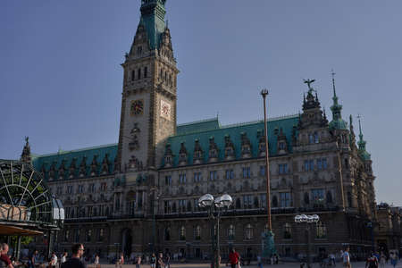 Hamburg, Germany - July 17, 2021 - Hamburg City Hall-Rathaus - is the seat of local government. The Rathaus is located in the Altstadt quarter in the city center, at the Rathausmarkt squareのeditorial素材