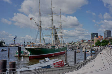 Hamburg, Germany - July 18, 2021 - The Port of Hamburg is a seaport on the river Elbe in Hamburgのeditorial素材