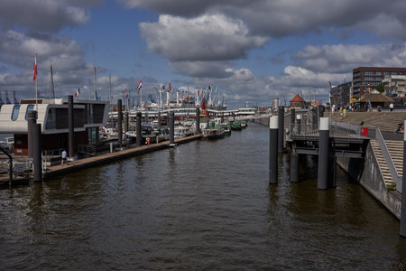 Hamburg, Germany - July 18, 2021 - The Port of Hamburg is a seaport on the river Elbe in Hamburgのeditorial素材