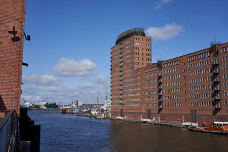 Hamburg, Germany - July 18, 2021 - an Idyllic Scenery of Redbrick architecture in the Portのeditorial素材