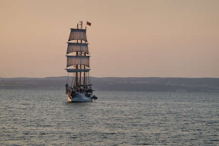 Binz, Germany - July 22, 2021 - The Loth LoriÃ«n is a three-masted barquentine flying the Dutch...