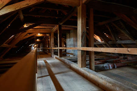 Kostelec nad Cernymi lesy, Czech Republic - July 31, 2021 - repaired wooden renaissance and baroque trusses and ceilingsのeditorial素材