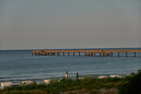 Binz, Germany - July 22, 2021 - view of the Binz pier in the summer eveningのeditorial素材