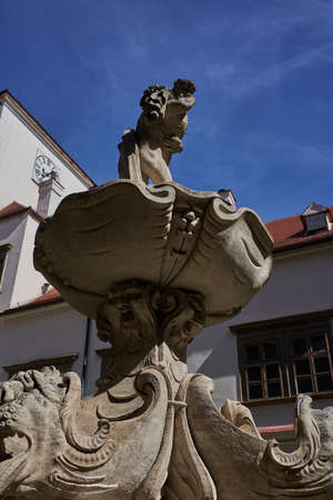 Bucovice, Czech Republic - September 10, 2021 - reconstruction of the courtyard of the castle one summer sunny afternoonのeditorial素材