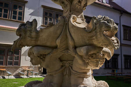Bucovice, Czech Republic - September 10, 2021 - reconstruction of the courtyard of the castle one summer sunny afternoonのeditorial素材