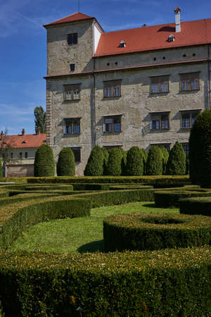 Bucovice, Czech Republic - September 10, 2021 - the renaissance castle garden in sunny summer afternoonのeditorial素材