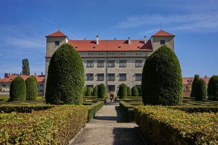 Bucovice, Czech Republic - September 10, 2021 - the renaissance castle garden in sunny summer afternoonのeditorial素材