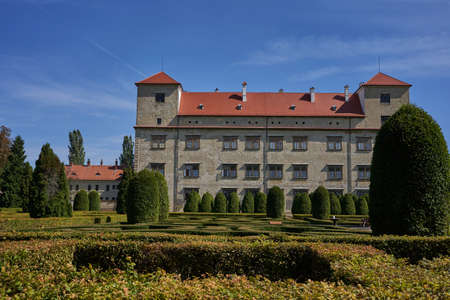 Bucovice, Czech Republic - September 10, 2021 - the renaissance castle garden in sunny summer afternoonのeditorial素材