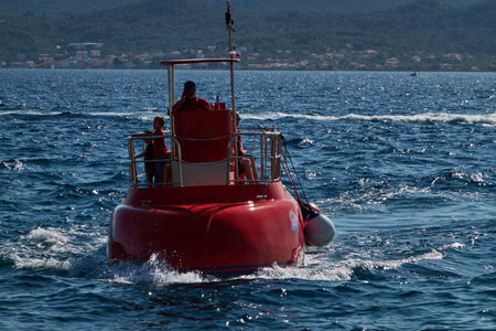 Zadar, Croatia - August 7, 2021 - cruise ship with a glass bottom in the summer afternoonのeditorial素材